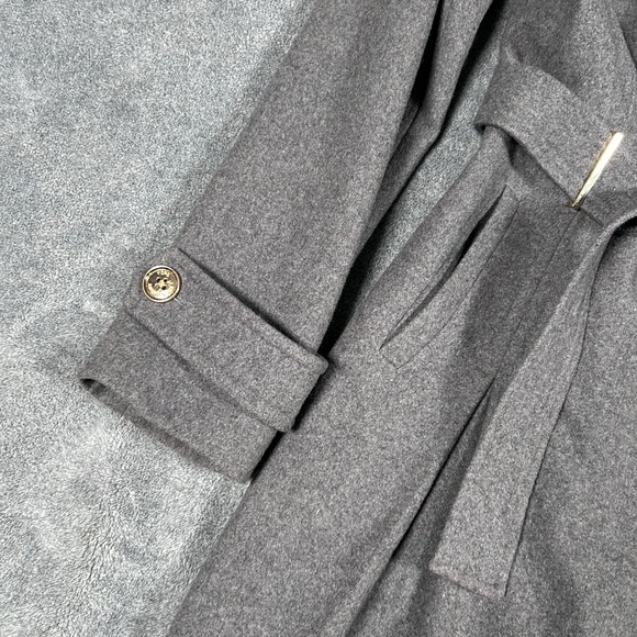 Michael Kors Women's Grey Hooded Wool Blend Belted Trench Coat Size S - Picture 4 of 16